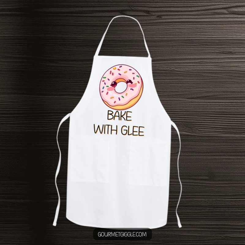 Funny Giggling Donut Apron: An apron featuring a giggling donut with bouncing sprinkles, designed to bring sweetness and humor to the kitchen.