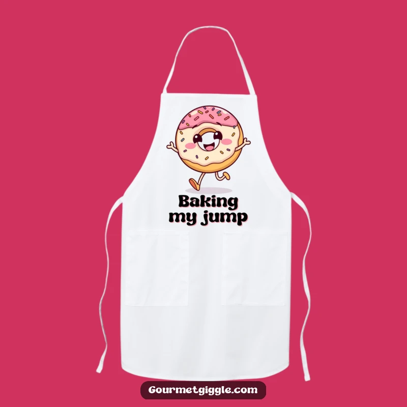 Funny Donut Apron: Sprinkles Jumping Grinning Kitchen Baking Gift