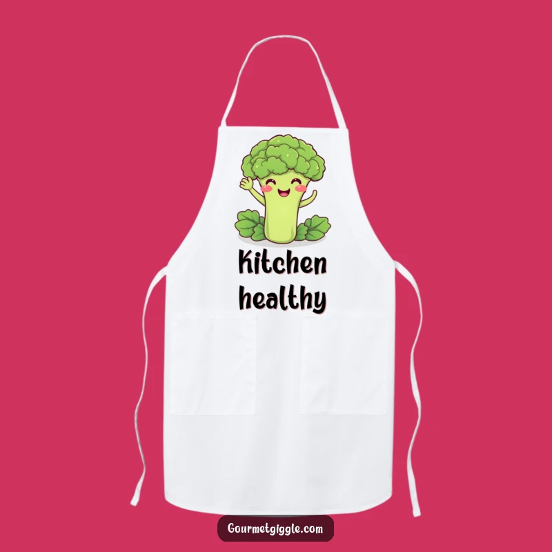 Funny Broccoli Waving Apron - Cook with Healthy, Humorous Flair