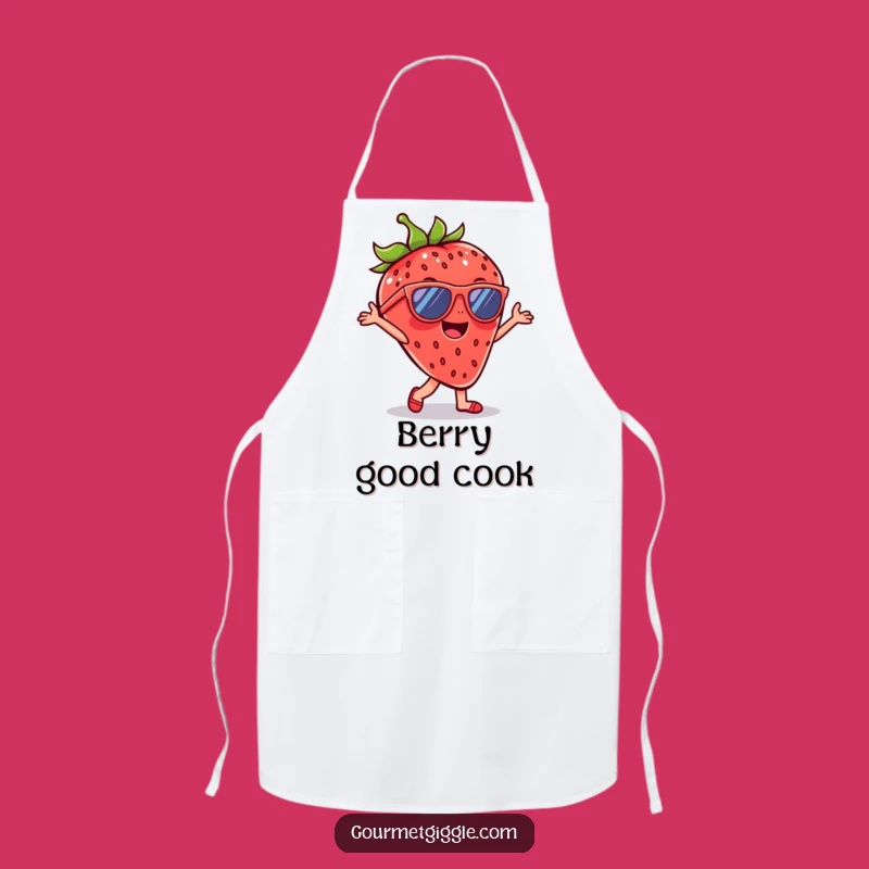 Funny Strawberry Sunglasses Apron - Cheerful Dancer Chef, Fun Funny Kitchen Gift