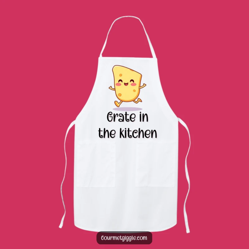 Funny Cheese Trot Apron: Happy Chef Character for Kitchen Fun