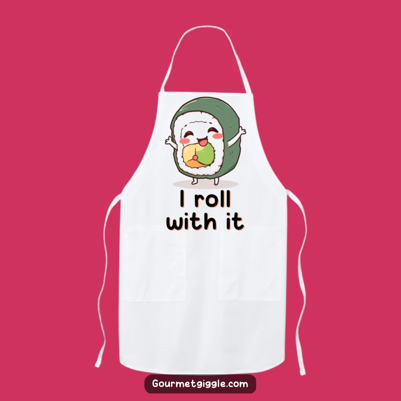 Funny Sushi Dance Apron: Wobbly Chef Character for Kitchen Boogie