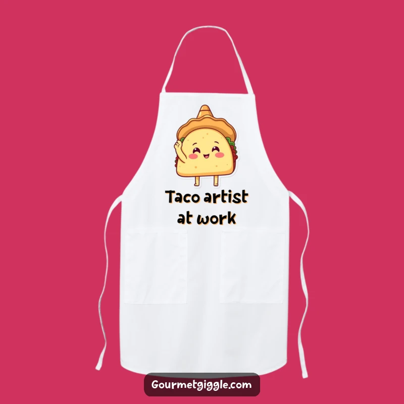 Funny Taco Sombrero Apron - Happy Taco Tapping Shell, Chef's Funny Kitchen Gift