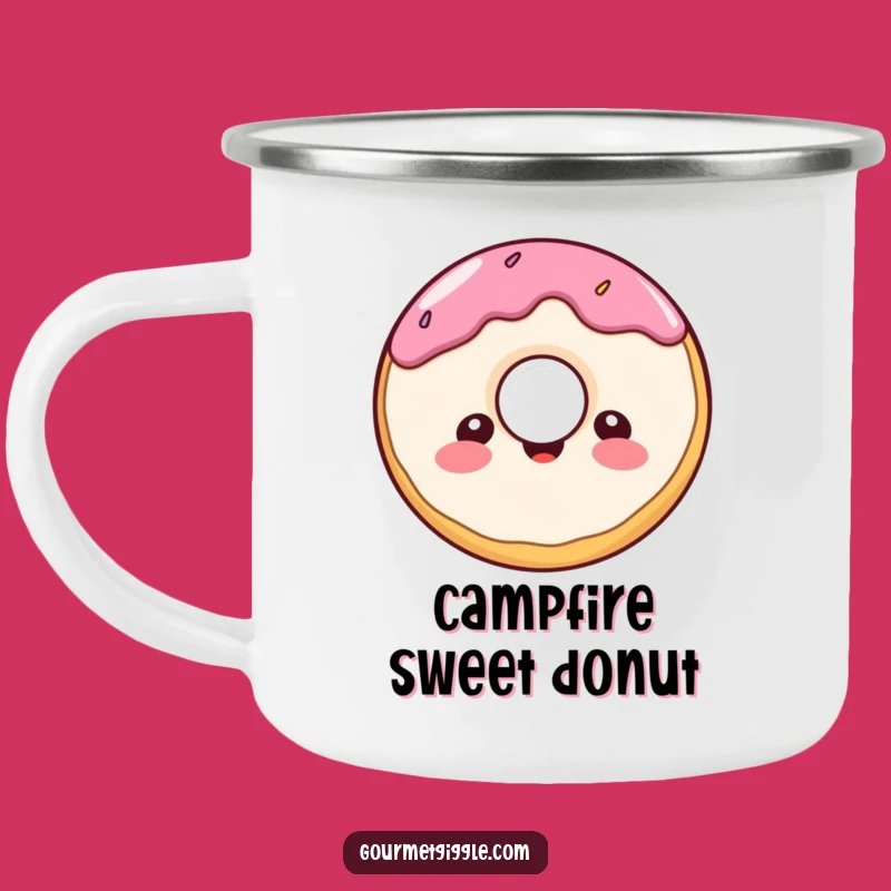 Funny Donut Smile Camping Mug: Cheerful Character for Sweet Adventures