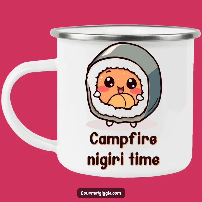 Funny Dancing Sushi Roll Camping Mug - Foodie Cup for Cheerful Adventures