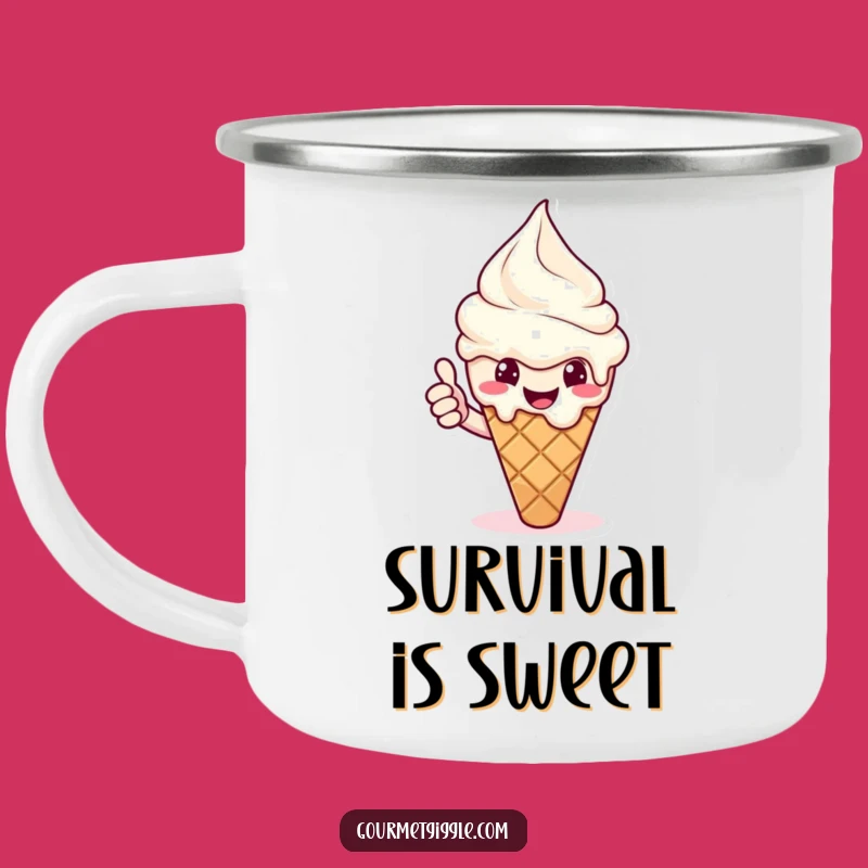 Funny Ice Cream Thumbs Up Camping Mug: Adventure with Sweet Cheer