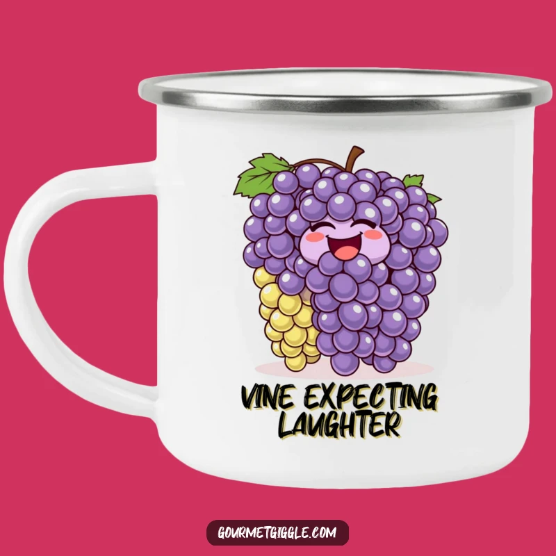 Funny Laughing Grapes Camping Mug - Durable Bouncing Fruit Enamel Mug, Gift Idea