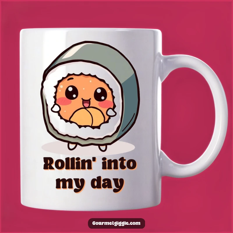 Funny Dancing Sushi Roll Mug - Delighted Japanese Food Gift for Foodies