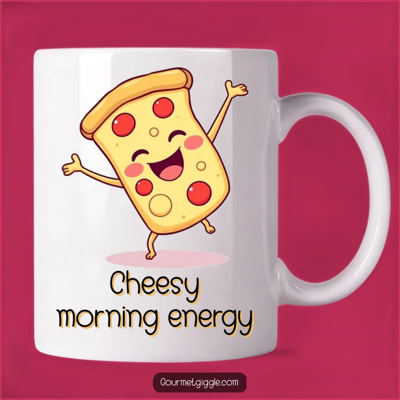 Funny Pizza Cartwheel Mug: Happy Slice Spreading Joy with Every Sip!