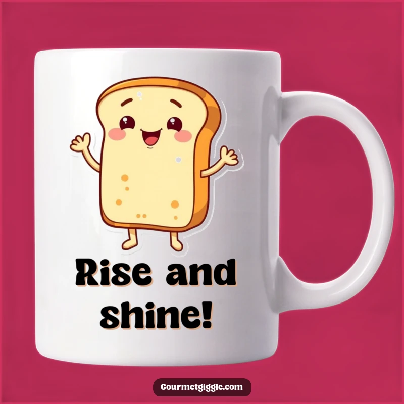 Funny Waving Bread Loaf Mug - Playful Baked Good Gift for Morning Smiles