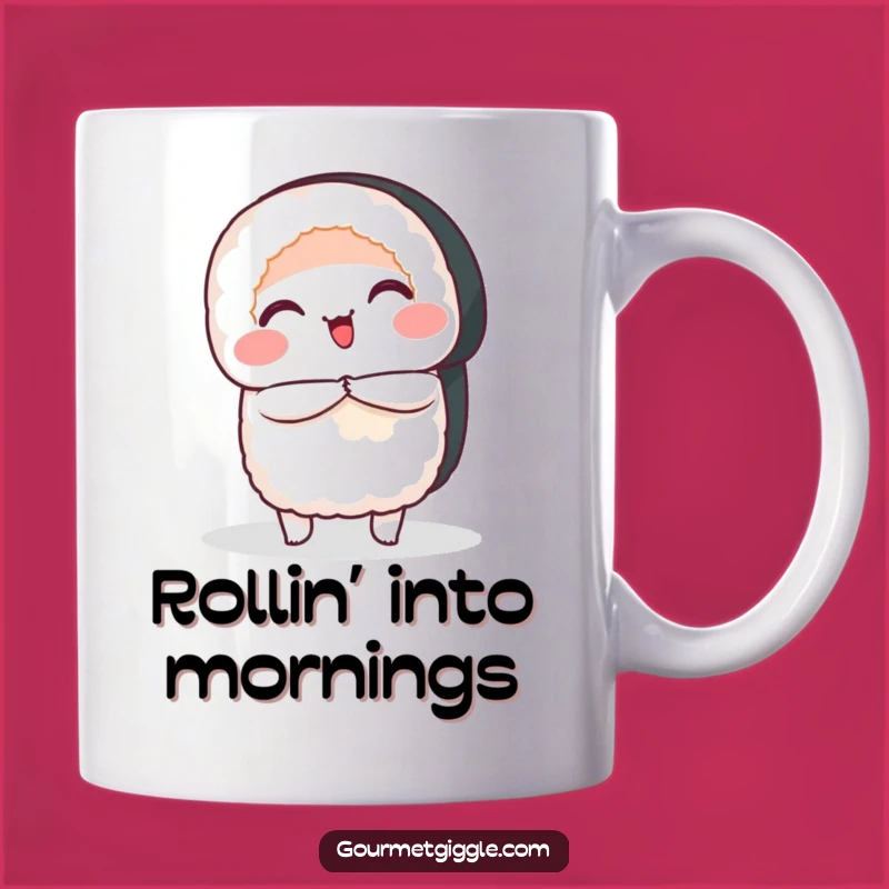 Funny Sushi Bow Mug: Smiling Roll, Perfect Funny Gift