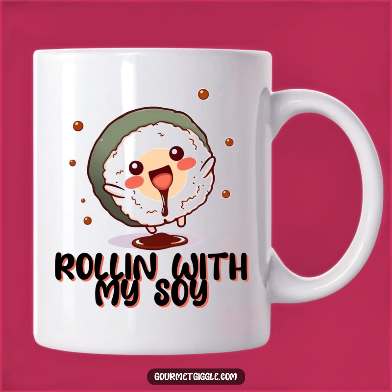 Funny Sushi Roll Cartwheel Mug: Hilarious Japanese Food Gift for Sushi Lovers