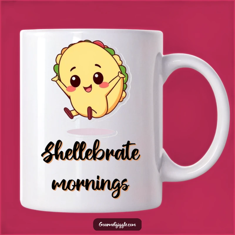 Funny Taco Cartwheel Mug, Cheerful Food Character, Energetic Funny Gift Coffee Cup