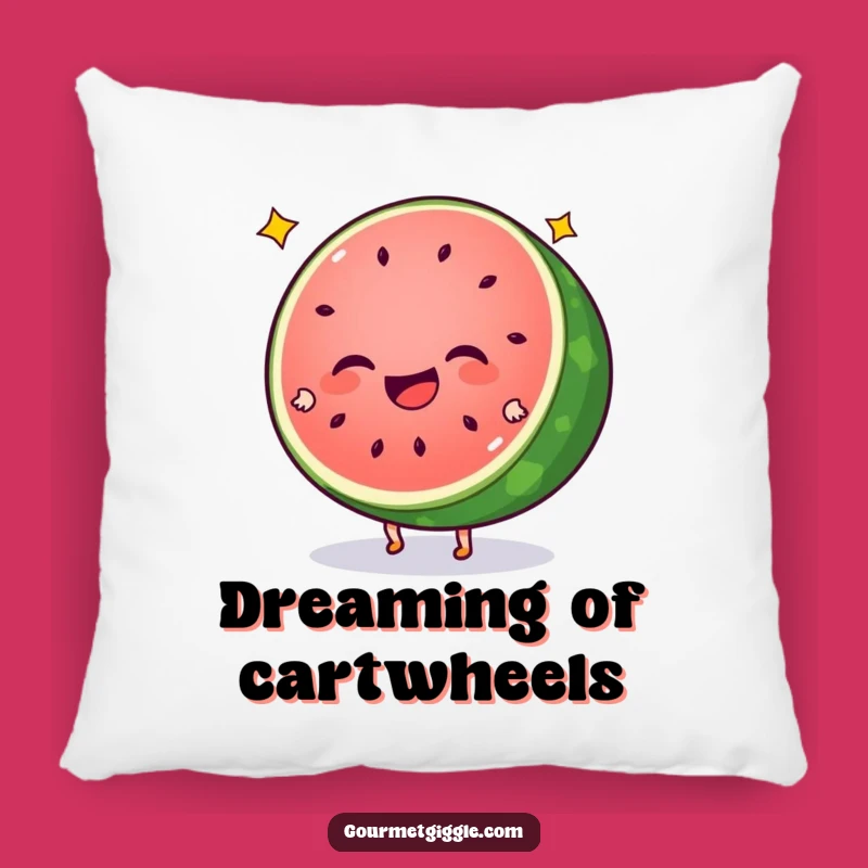 Funny Watermelon Cartwheel Pillow: Cozy Giggles and Star Seeds