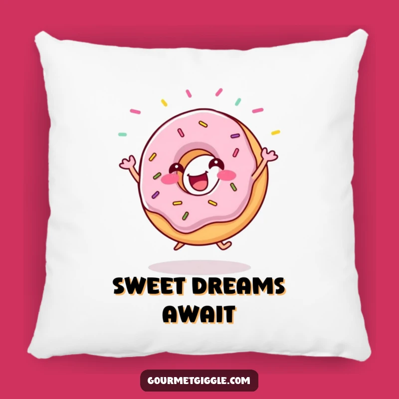 Funny Donut Jig Pillow: Cozy Gleeful Sprinkles Flying - Cuddle Up with Sweetness!