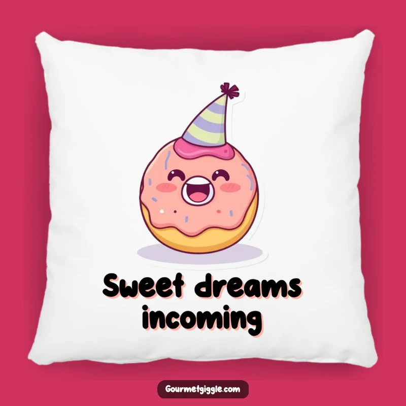 Funny Donut Party Hat Pillow, Cute Character Cushion, Comfy Funny Gift
