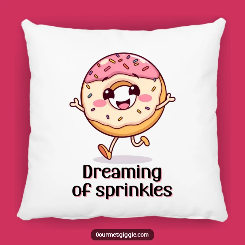 Funny Donut Pillow: Sprinkles Jumping Grinning Cozy Sweet Comfort Gift
