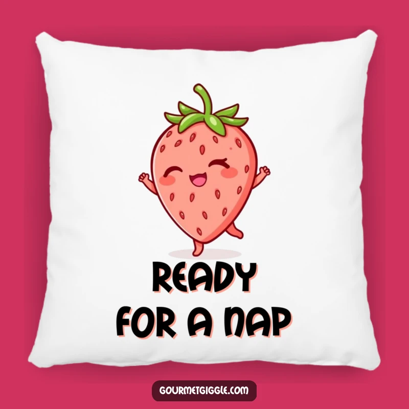 Funny Winking Strawberry Twirl Pillow: Cozy Comfort with a Humorous Twist