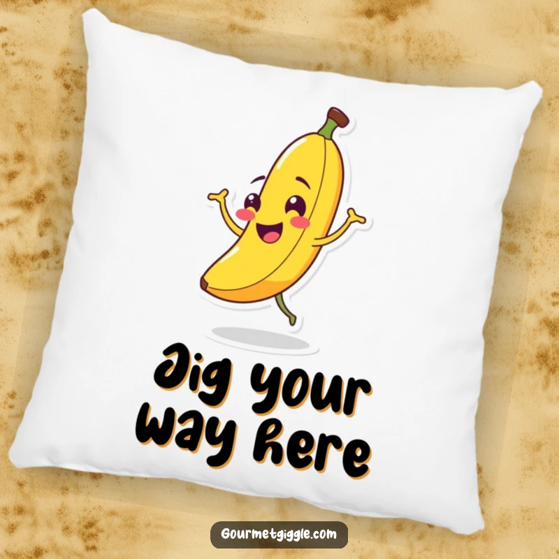 Funny Banana Jigging Pillow: A grinning banana jigs happily, providing a soft, humorous accent piece that's perfect for lounging.