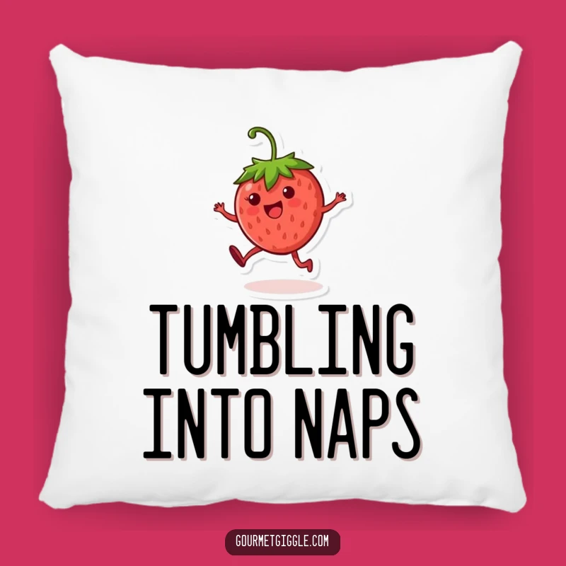 Funny Strawberry Cartwheel Pillow: Cozy & Cheerful Fruit Character Cushion
