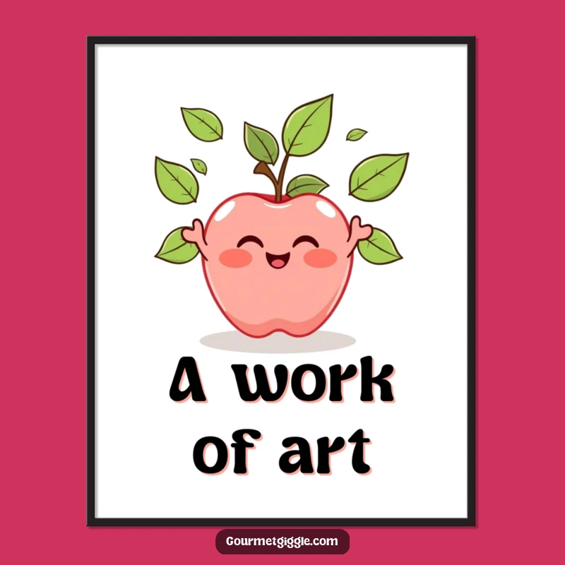 Funny Apple Juggling Leaves Digital Art: Instant Natural Cheer