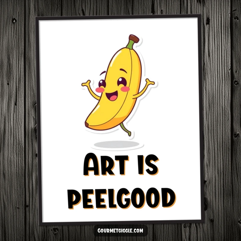 Funny Banana Jigging Digital Art: A smiling banana jigs dynamically, offering a vibrant and comical visual for instant cheer and rhythm.