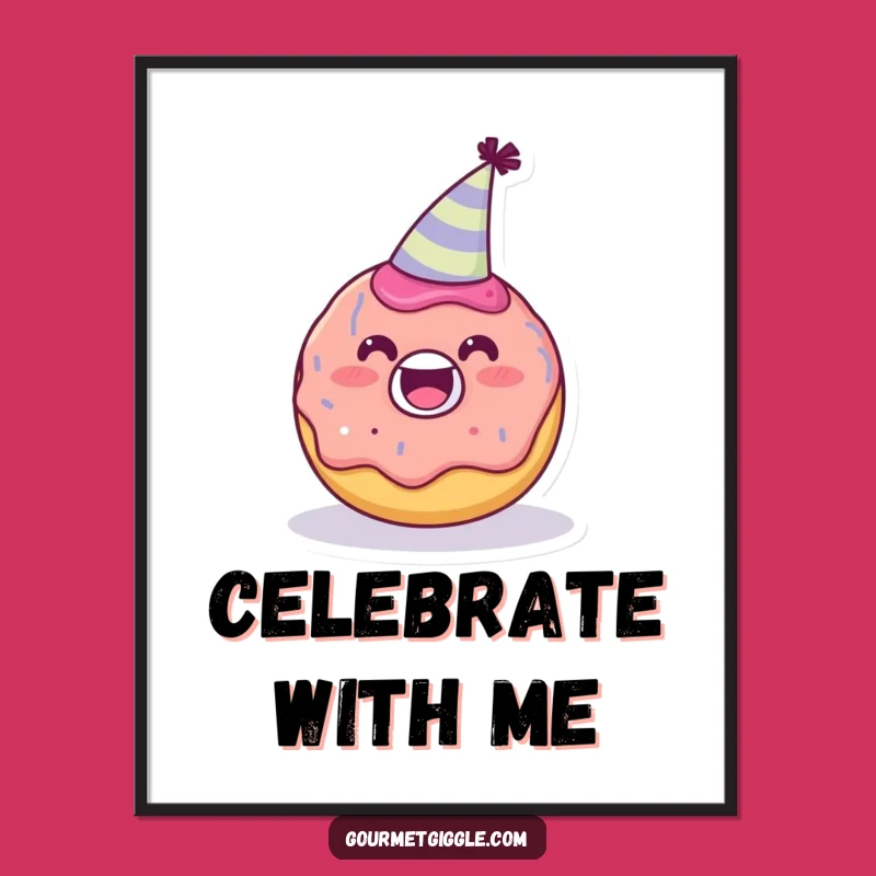 Funny Donut Party Hat Digital Art, Cheerful Printable Decor, Delightful Funny Gift