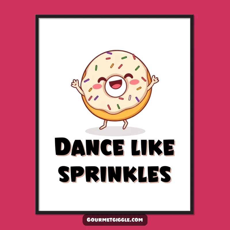 Funny Donut Wiggle Dance Digital Art: Instant Joyful Sprinkle Treat Download