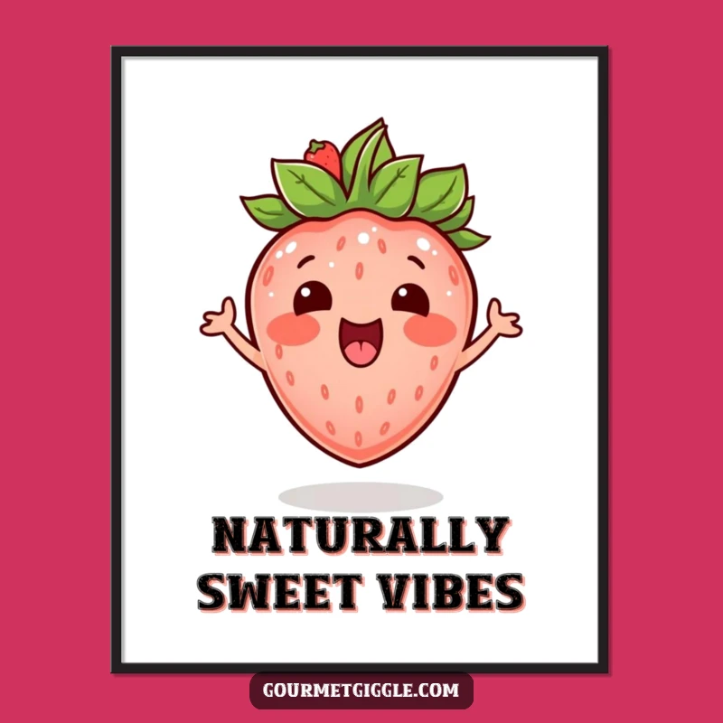 Funny Bouncing Strawberry Digital Print - Joyful Fruit Art for Instant Cheer