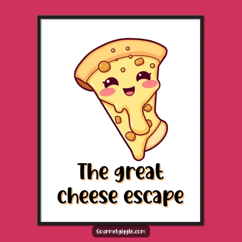 Funny Pizza Digital Art: Cheesy Topping Sliding Delicious Print