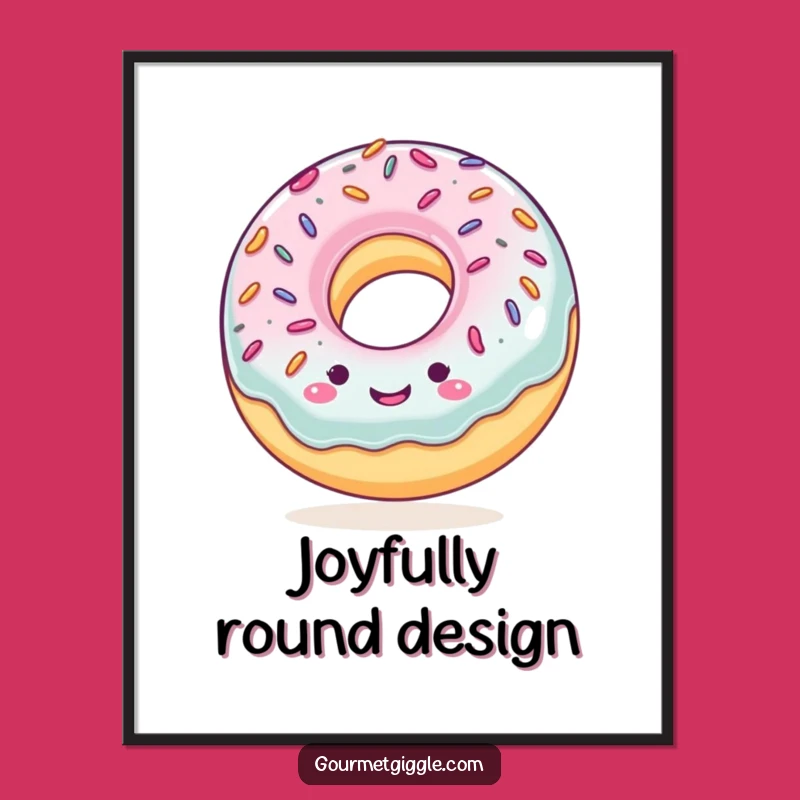 Funny Smiling Donut Digital Art Print, Instant Sweet Decor for Your Walls
