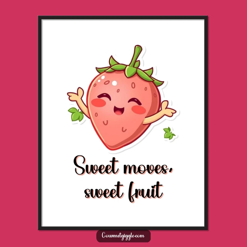 Funny Strawberry Wiggle Digital Art - Hilarious Gift for Cheerful Walls