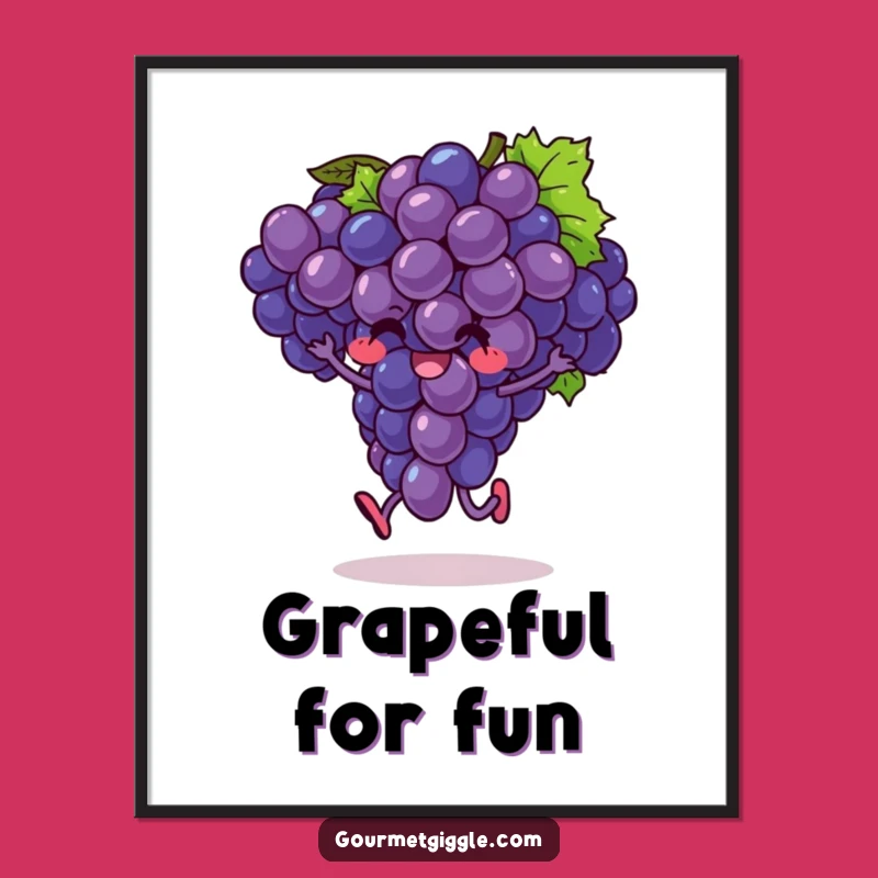 Funny Hopping Grapes Digital Print: Exuberant Fruit Art, Downloadable Funny Gift