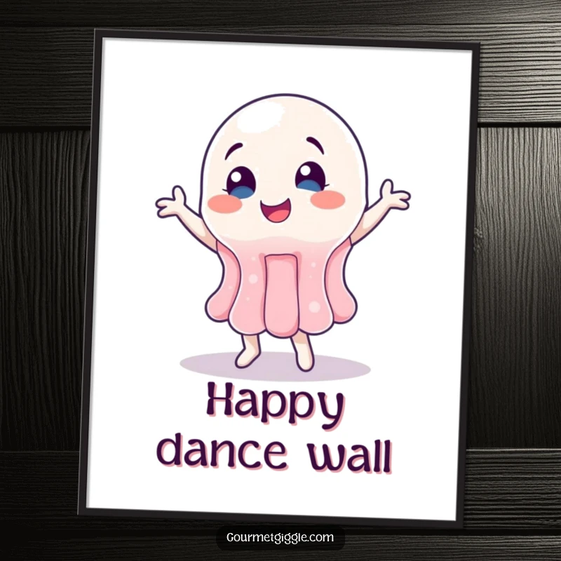 Funny Jelly Digital Art print of a wobbly jelly character doing a happy dance, radiating fun.