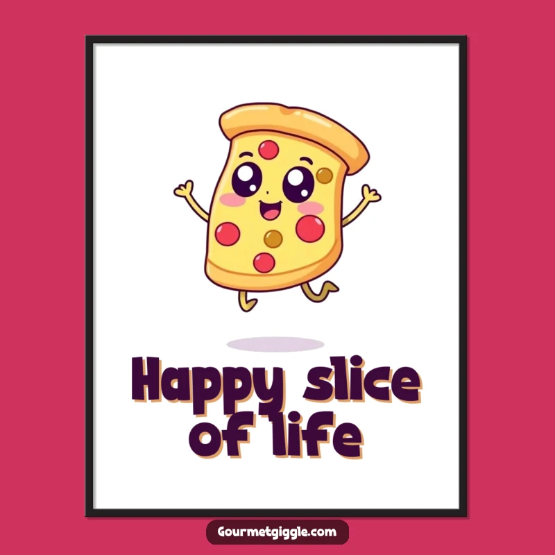 Funny Happy Pizza Digital Art Print, Instant Cheerful Decor for Your Walls