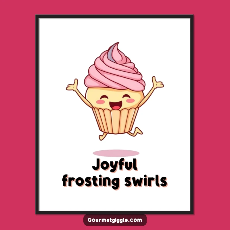 Funny Cupcake Leap Digital Art: Instant Joyful Dessert Decor