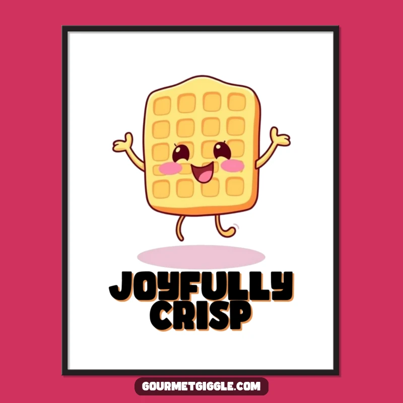 Funny Waffle Art Print - Cheerful Bounce, Instant Decor Funny Gift