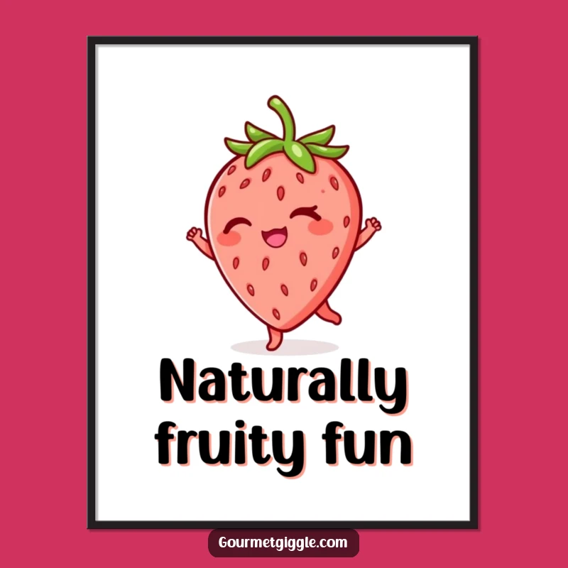 Funny Winking Strawberry Twirl Digital Art: Instant Joyful and Humorous Decor