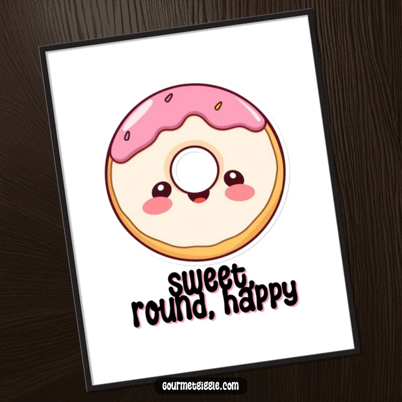 Funny donut character digital art print, a cheerful, round donut with a delighted expression, ready to bring sweet joy.