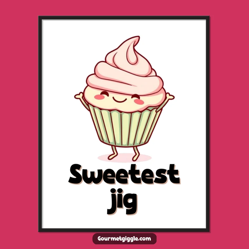 Funny Cupcake Jig Digital Art: Cheerful Dancer Print for Walls