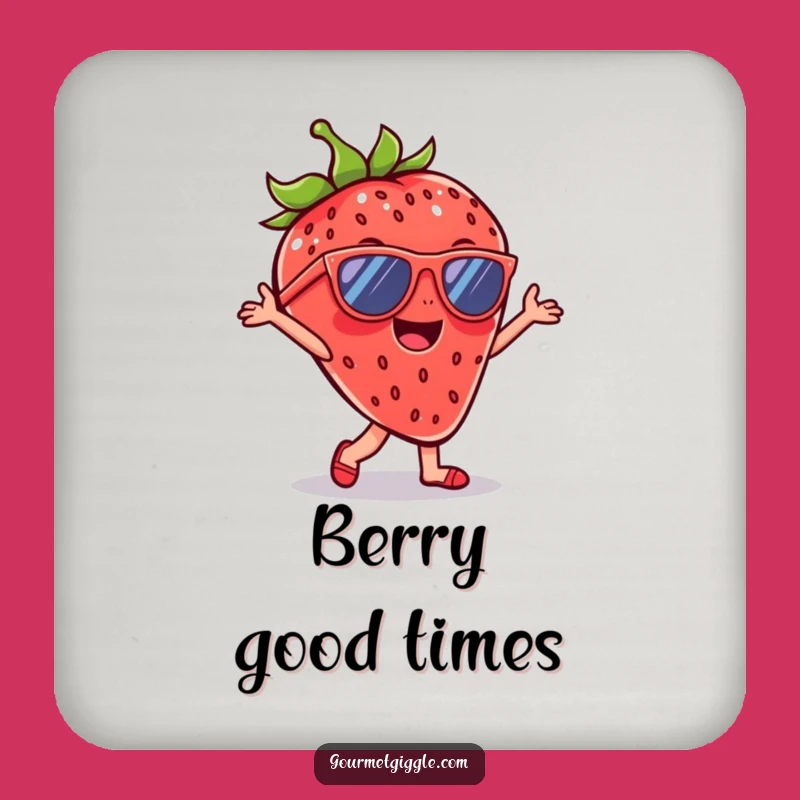Funny Strawberry Sunglasses Coaster - Cheerful Dancer, Protects Furniture Funny Gift