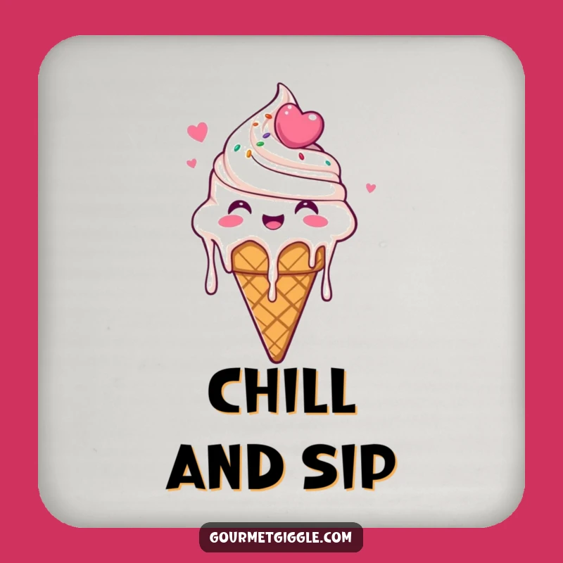 Funny Ice Cream Cone Coaster - Dripping Glee, Protects Furniture Funny Gift