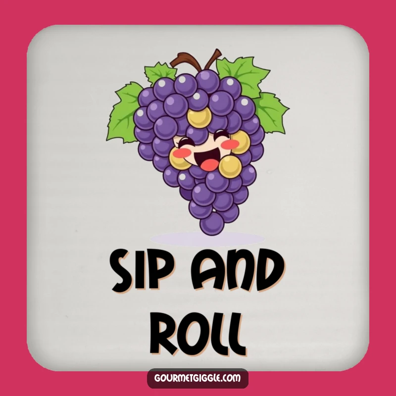 Funny Grapes Rolling Drink Coaster: Joyful Bunch of Grapes Protection