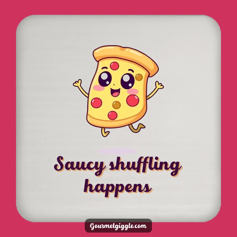 Funny Happy Pizza Drink Coaster, Protect Surfaces with a Slice of Joy