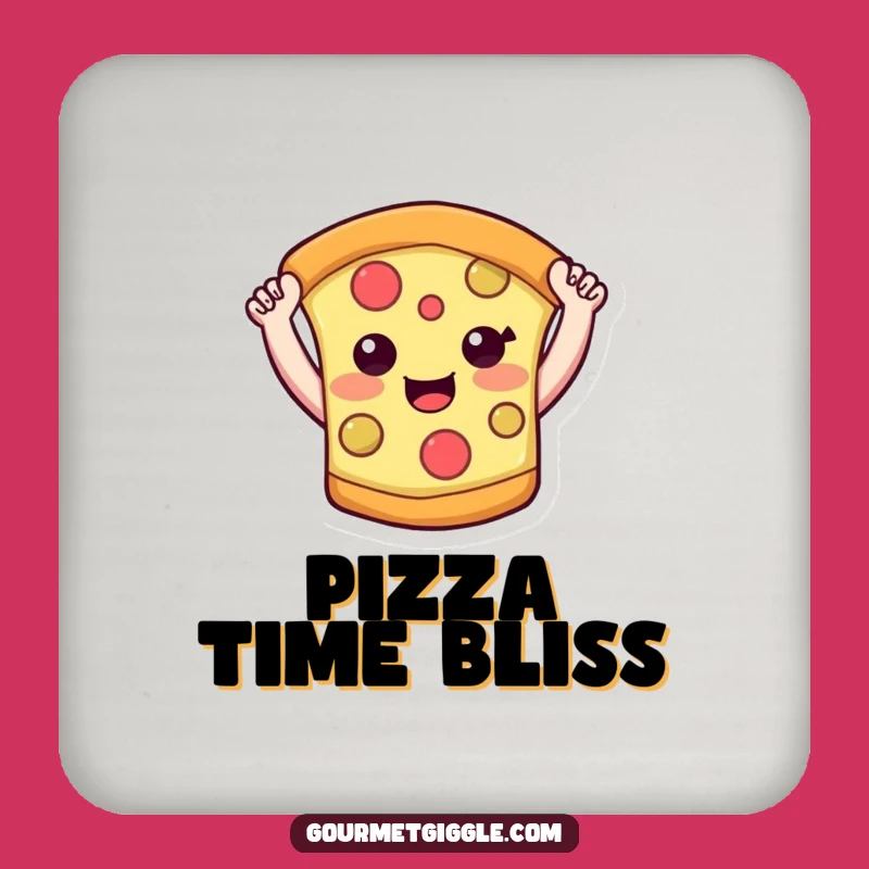 Funny Pizza Slice Coasters (Set of 4): Smiling Arms High - Protect Surfaces with Cheesy Laughs!