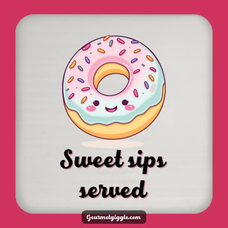 Funny Smiling Donut Drink Coaster, Protect Surfaces with a Sprinkle of Fun