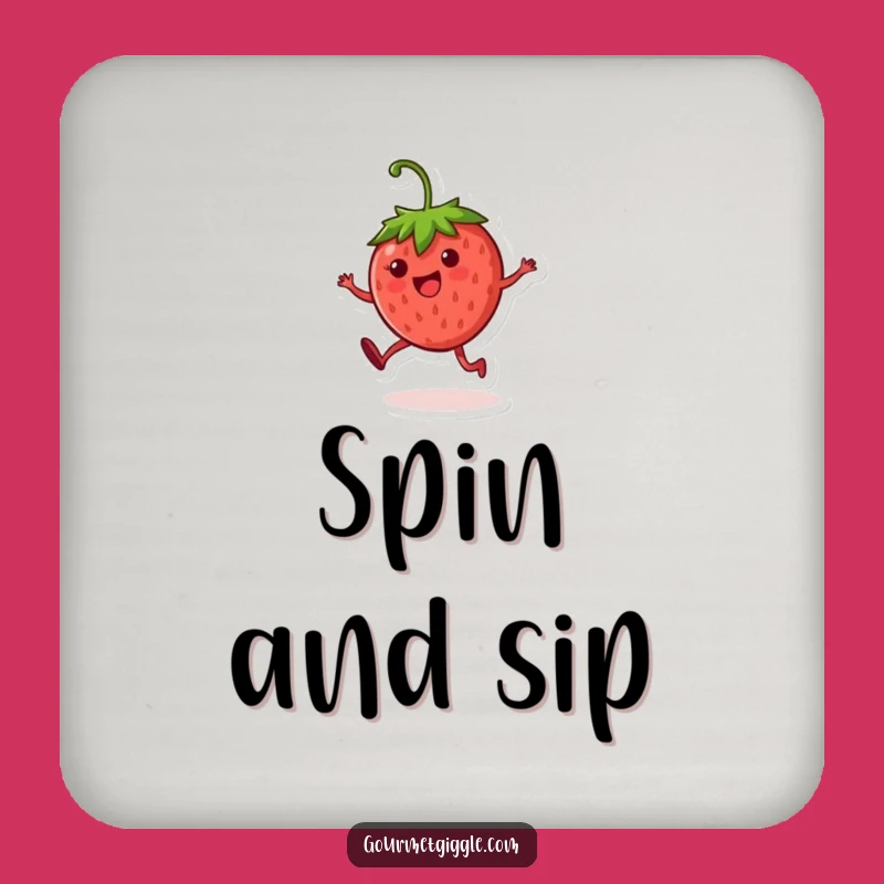 Funny Strawberry Cartwheel Coaster: Cheerful Fruit Character Protection