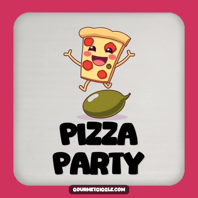 Funny Pizza Leap Drink Coaster - Protect Surfaces with Pizza Flair