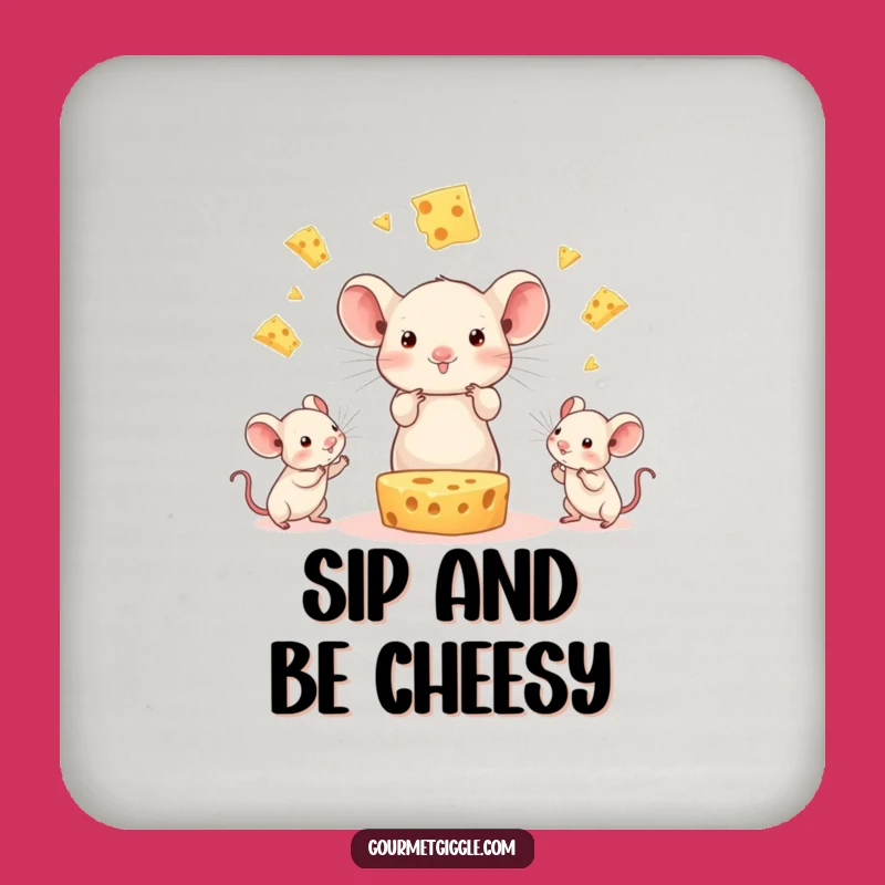 Funny Cheese Juggling Mice Coasters: Protect Surfaces with Humor