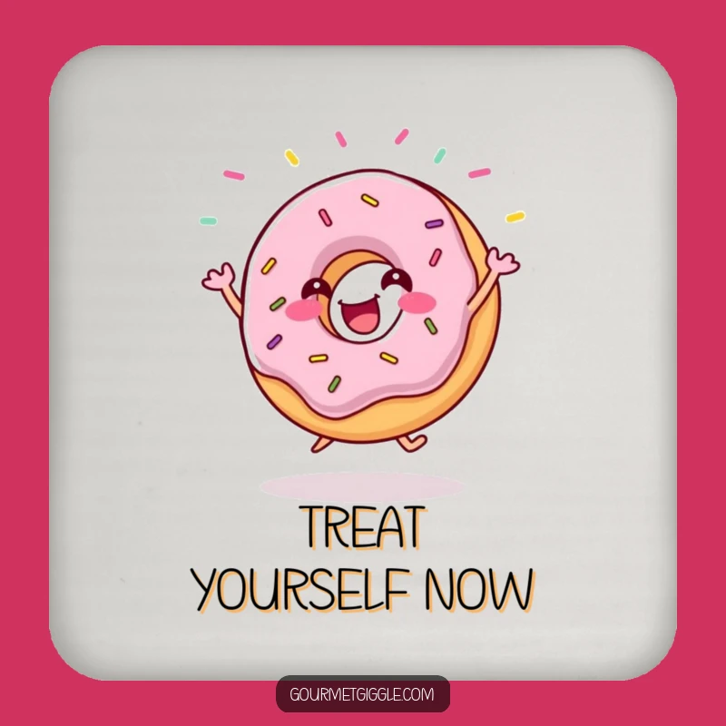 Funny Donut Jig Coasters (Set of 4): Gleeful Sprinkles Flying - Protect Surfaces with Sweet Humor!